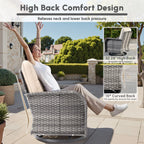 Ovios 5 Pieces Outdoor Patio Furniture Set High Back All Weather Wicker Conversation Set with Swivel Chairs & Coffee Table, Dark Gray