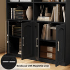 Homfa 73�� Tall Bookcases with Doors, 8 Cubes 6-Tier Double Row Bookshelf, White Bookcase for Living Room Home Office