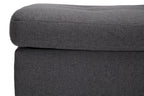 OFM Mid Century Modern Tufted Fabric Storage Ottoman, Walnut Legs, in Beige