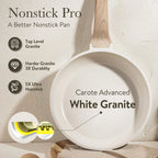 Carote 19 Pcs Nonstick Cookware Sets, Granite Pots and Pans Set Non Stick, White