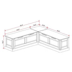 Linon Nook Bench Collection L-Shaped Wood Farmhouse Breakfast Bench with Hidden Storage, White