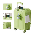 20" Expandable Luggage with Spinner Wheels+UBS+Cup Holder+Side Hooks ,ABS+PC,Multifunctional Suitcases with Wheels(BLUE)