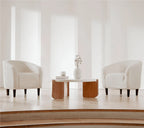 Yaheetech Upholstered Club Chair Accent Barrel Chair, Ivory