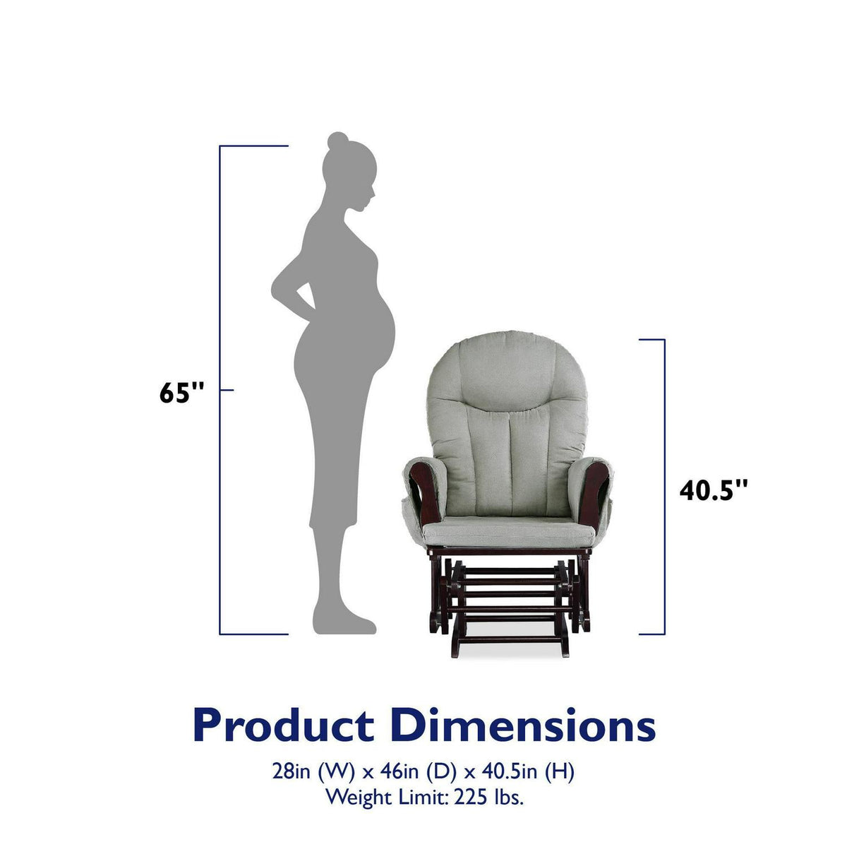 Baby Relax Huntington Glider Rocker. Gray and Espresso