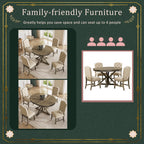 Besthome Farmhouse Extendable Round Kitchen Dining Room Table Set with Upholstered Chairs of 4, 5 Piece Round Dining Table Set with Extendable Table, Espresso