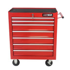 7-Drawer Metal Rolling Tool Chest with Wheels, Tool Storage Cabinet with Locking System, Toolbox with Wheels for Garage, Warehouse, Workshop, Repair Shop, Red