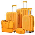 Joyway 5 Piece Luggage Sets Hardshell Lightweight Suitcase with TSA Lock Spinner Wheels-Orange
