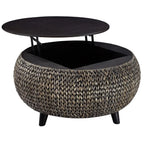 Gallerie Decor Bali Breeze Round Transitional Wood Coffee Table in Silver