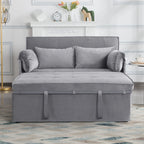 Gewnee 55'' Modern Convertible Velvet Sofa Bed with Pull-Out Twin Bed, Adjustable Backrest for Living Room, Office (Dark Gray)