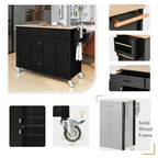 Kitchen Storage Islands&Carts with Solid Wood Top and Locking Wheels, Kitchen Island Cart with 4 Door Cabinet and Two Drawers, Kitchen Cabinets for Kitchen and Dining Room, Green