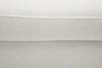 OFM Mid Century Modern Tufted Fabric Storage Ottoman, Walnut Legs, in Beige