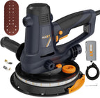 POVANLI 780W Electric Drywall Sander with Vacuum Dust Collection, 6.5A Motor Dustless Floor Sander with Variable Speed 900-1800RPM, LED Light, Extendable & Foldable Handle Yellow+Black