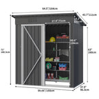 UFORIC 5x3ft Outdoor Storage Shed,Metal Garden Organizer, Lockable Door,Backyard,Garden,Dark Gray