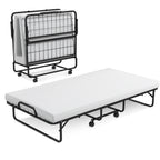 Costway Heavy Duty Foldable Bed Metal Guest Bed Daybed W/ 4 inch Mattress Memory Foam