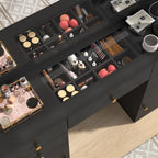 White Vanity Desk with Large Lighted Mirror & Power Outlet, Makeup Vanity Table with Glass Top & Drawers, Sliding Storage, 44.1" Large Makeup Vanity Table for Women Girls, White