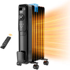 VECUKTY 1500W Oil Radiator Heater, Electric Oil Filled Space Heater Radiator with Remote Control,Child Lock,3 Modes,Overheat & Tip-Over Protection��24h Timer Digital Thermostat,Black