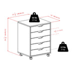 Winsome Halifax 5-Drawer Mobile Cabinet 10519, White Finish
