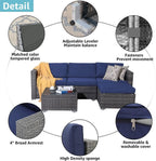 Patiorama 5-Piece Patio Furniture Set, Outdoor Sectional Conversation Set, All-Weather Grey PE Wicker with Light Grey Cushions, Backyard Porch Garden