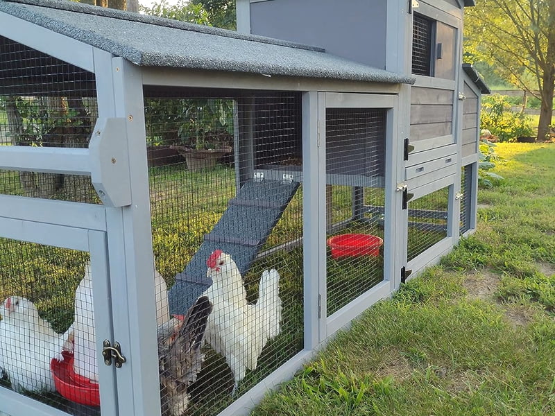 MEDEHOO 80" Mobile Chicken Coop with Wheels - Weatherproof Wooden Hen House, Outdoor Poultry Cage & Nesting Box Run, Expandable Design