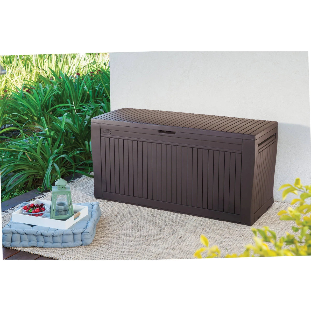 Keter Comfy Outdoor Storage 71-Gallon Resin Deck Box, Espresso Brown