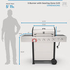 Kenmore BBQ Propane Gas Grill - 5 Burners with Side Burner & Searing Zone, 644 Sq. In. Stainless Steel Grill, 66,000 BTU, Ideal for Outdoor Cooking, Patio & Backyard, Black