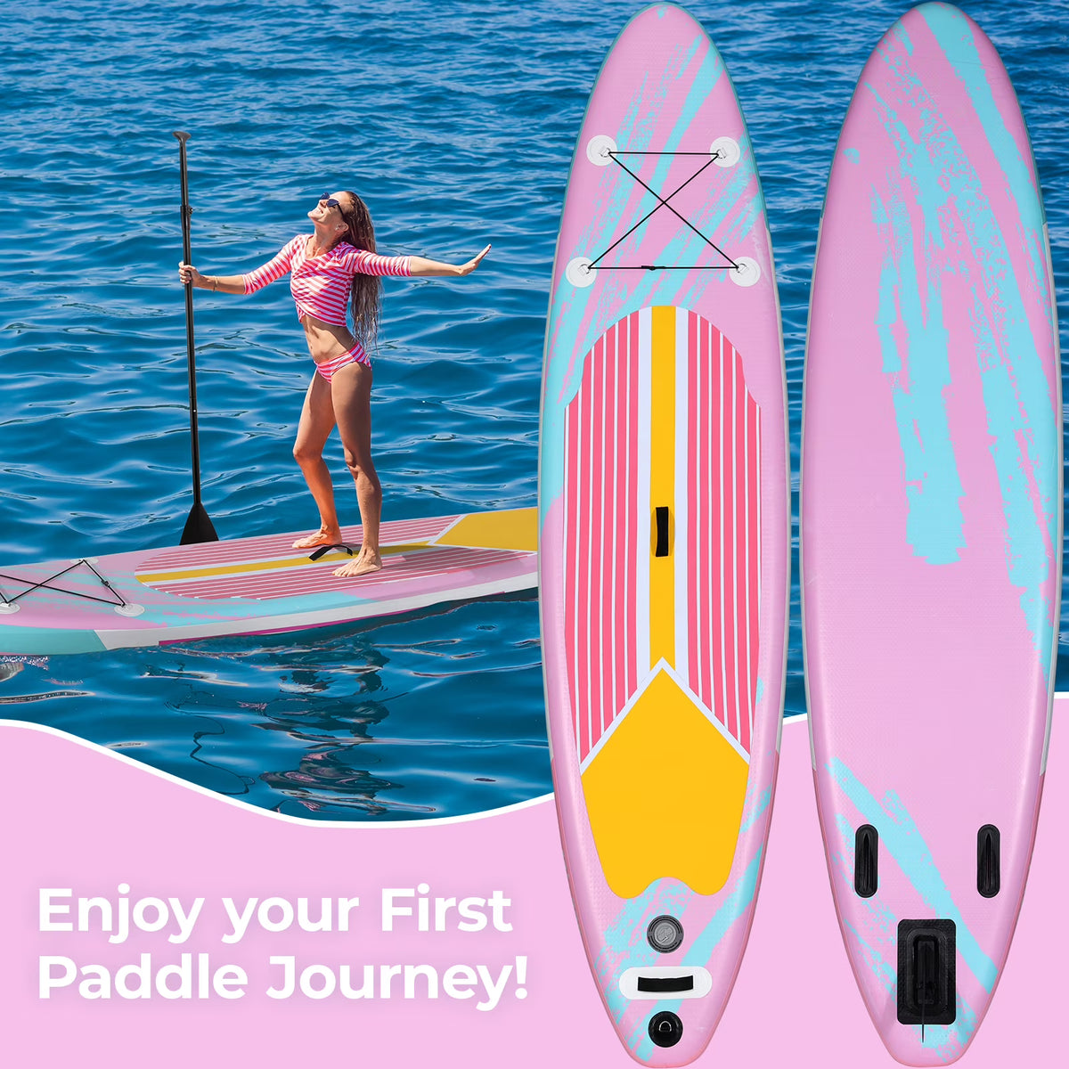 LAZY BUDDY 10ft Inflatable Stand Up Paddle Board with Premium SUP Accessories, Non-Slip EVA Deck, for Adults & Youth of All Skill Levels