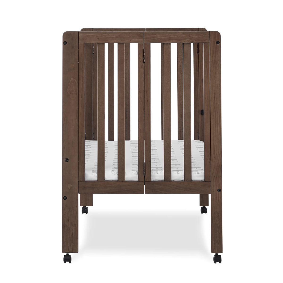 Delta Children Lee Portable Folding Mini Crib with 1.5-Inch Mattress - Greenguard Gold Certified, Bianca White