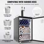 KFFKFF Draft Beer Dispenser Beer Kegerator Full Size Keg Refrigerator Dual Tap
