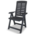 vidaXL Reclining Patio Chairs Outdoor Stack Dining Chair with Armrest Plastic