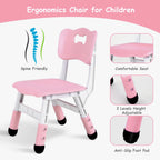 LAZY BUDDY Kids Table and 4 Chairs Set, Height Adjustable Toddler Desk with Graffiti Desktop, Kids Activity Table Set for Daycare, Home