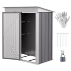 Outsunny 4.6' x 9' Metal Outdoor Storage Shed, Garden Utility Tool House with Double Lockable Doors for Backyard, Patio, Lawn, Garage, White