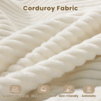 Cloud Sectional Couches for Living Room, Modular L-Shaped Sofa with Ottoman, Corduroy Sleeper Sofa Bed, No Assembly Compression Memory Foam Couch,White