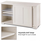 Costway Kitchen Storage Cabinet Sideboard Buffet Cupboard Wood Sliding Door Pantry White