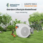 Giraffe Tools Retractable Garden Hose Reel with 1/2in-100ft Water Hose, Plastic Bracket, Wall Mounted, Dark Grey