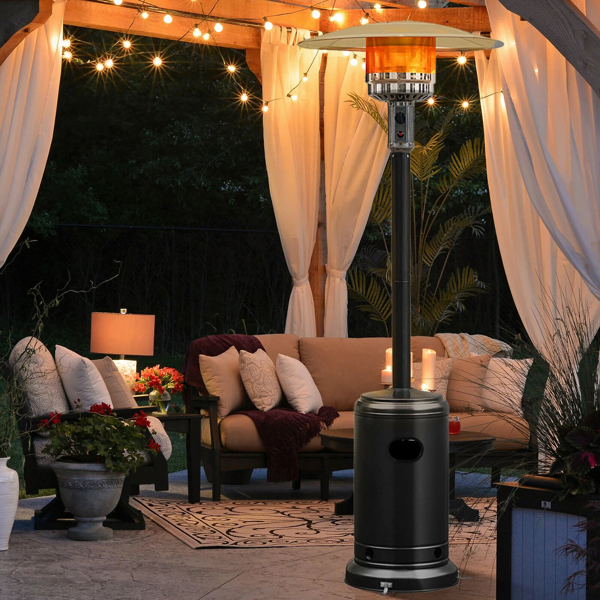 Costway 50000 BTU Propane Patio Heater Standing Steel with Wheels Grey