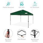 Best Choice Products 12x12ft Easy Setup Pop Up Canopy w/ 1-Button Setup, Wheeled Case, 4 Weight Bags - Navy Blue