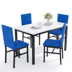 5 Piece Dining Room Table Set, Modern Dining Table Sets with Gray Velvet Upholstered Chairs for 4, Faux Marble Pattern Rectangle Kitchen Table Set for Bar Living Room Breakfast Nook Small Space