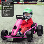 Kojooin Go Kart for Kids,24V Battery 300WX2 Motors Pedal On Foot Go Cart,8MPH High Speed Drifting Car with Slow Start Function,Rose red
