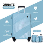 Tripcomp Luggage 3 Piece Set,Suitcase with Spinner Wheels Hardside Lightweight Luggage 20in24in28in.(Blue)
