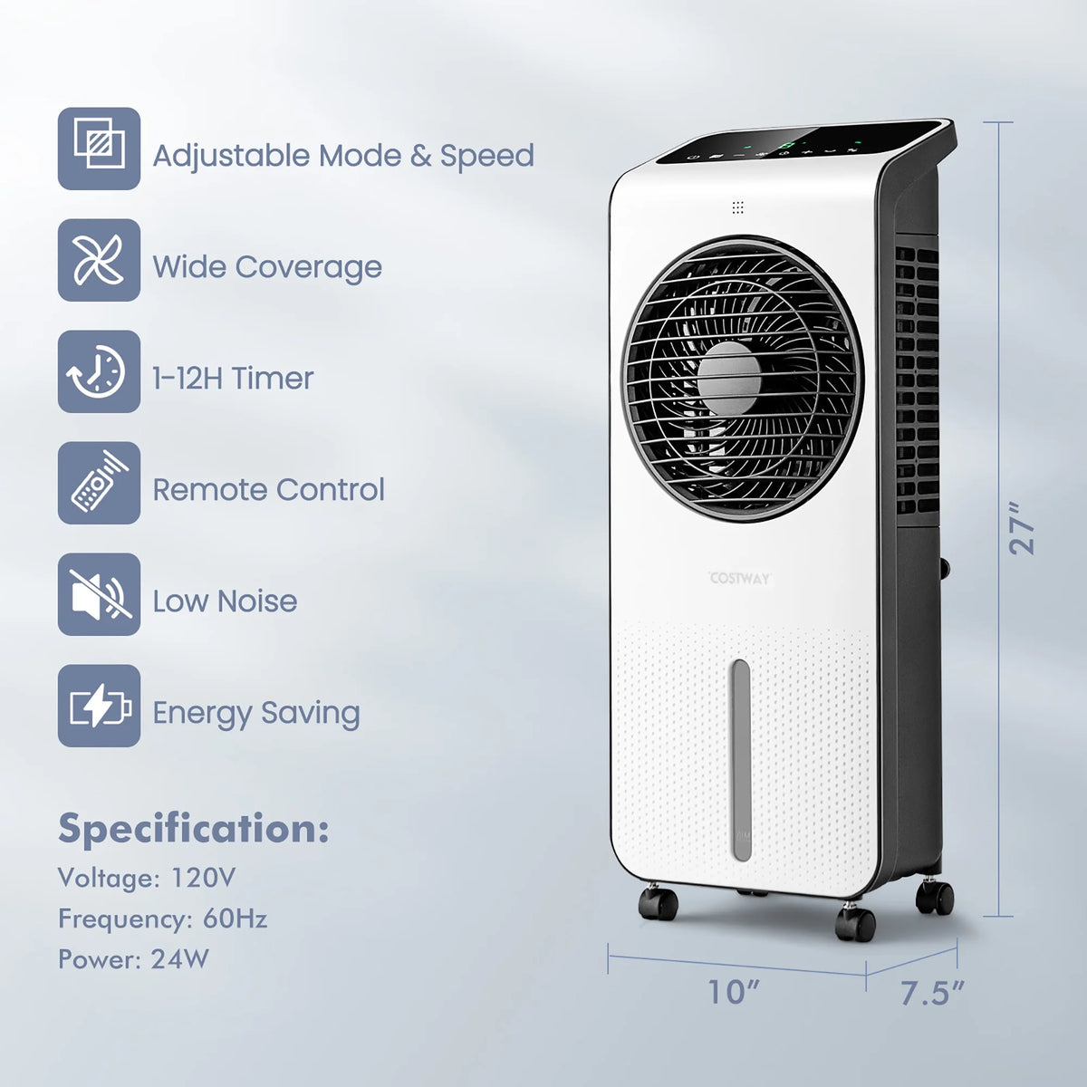 Costway Evaporative Air Cooler 3-in-1 Portable Swamp Cooling Fan w/ 12H Timer Remote