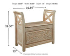 Signature Design by Ashley Casual Fossil Ridge Accent Bench  Whitewash