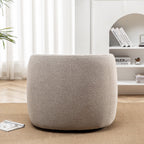 34" Wide Boucle Swivel Barrel Chair, No Assembly Round Upholstered Armchair Accent Chair Single Sofa Chair with Toss Pillow for Living Room and Bedroom, Taupe