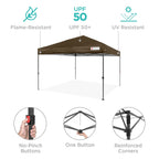 Best Choice Products 12x12ft Easy Setup Pop Up Canopy w/ 1-Button Setup, Wheeled Case, 4 Weight Bags - Navy Blue