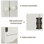 Costway Accent Storage Cabinet Adjustable Shelves Antique 2 Door Floor Cabinet Cream White