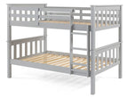 Solid Wood Sturdy Twin Over Twin Bunkbed with Ladder and Safety Rail Grey