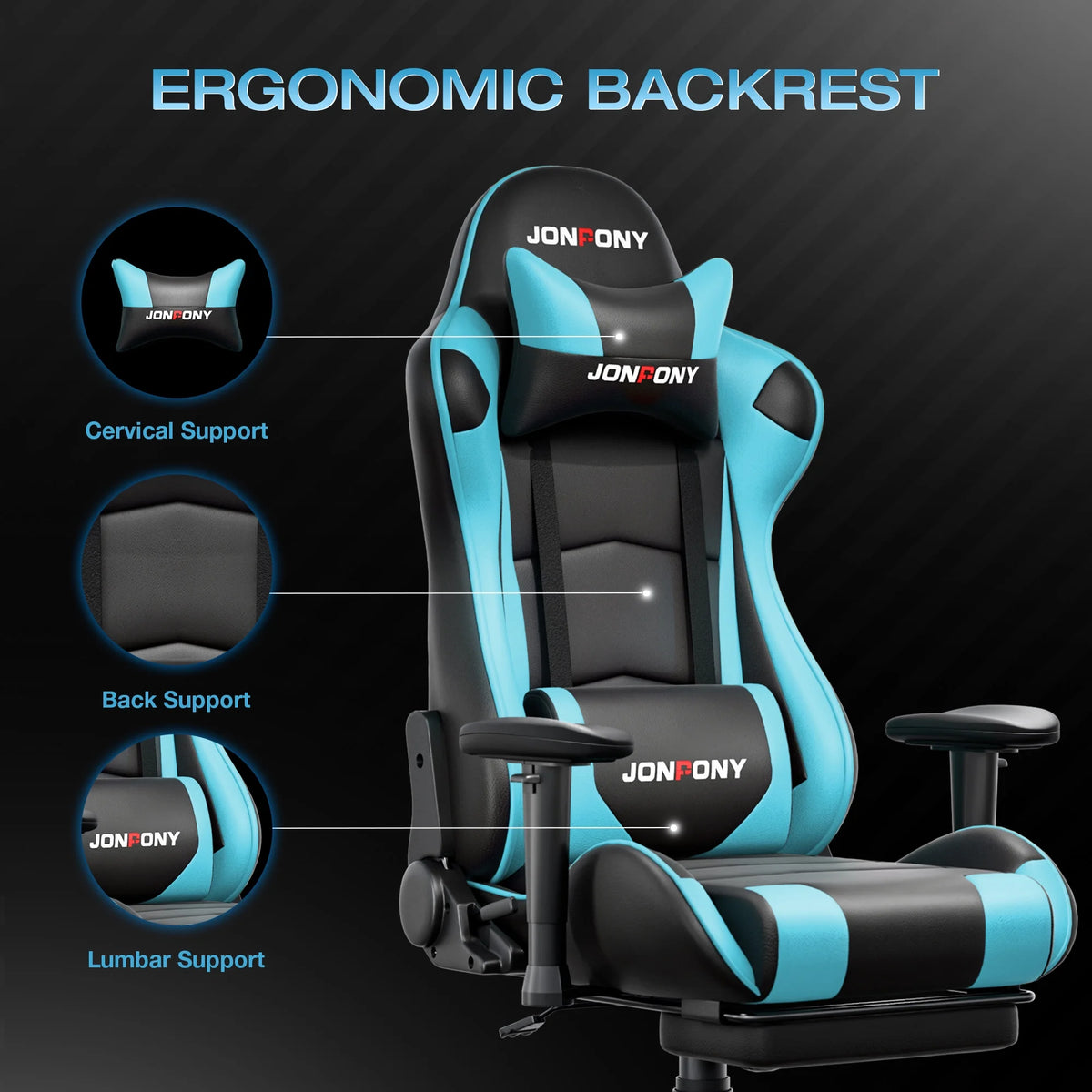 JONPONY Big and Tall 500LBS Gaming Chair, Ergonomic Design, Gamer Chair PU Leather with Footrest and Lumbar Support, High Back Office Chair Support 8 Hours Long Sitting,Red Computer Chair,Red