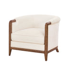 My Texas House Campbell Wood Accent Chair, Cream Fabric