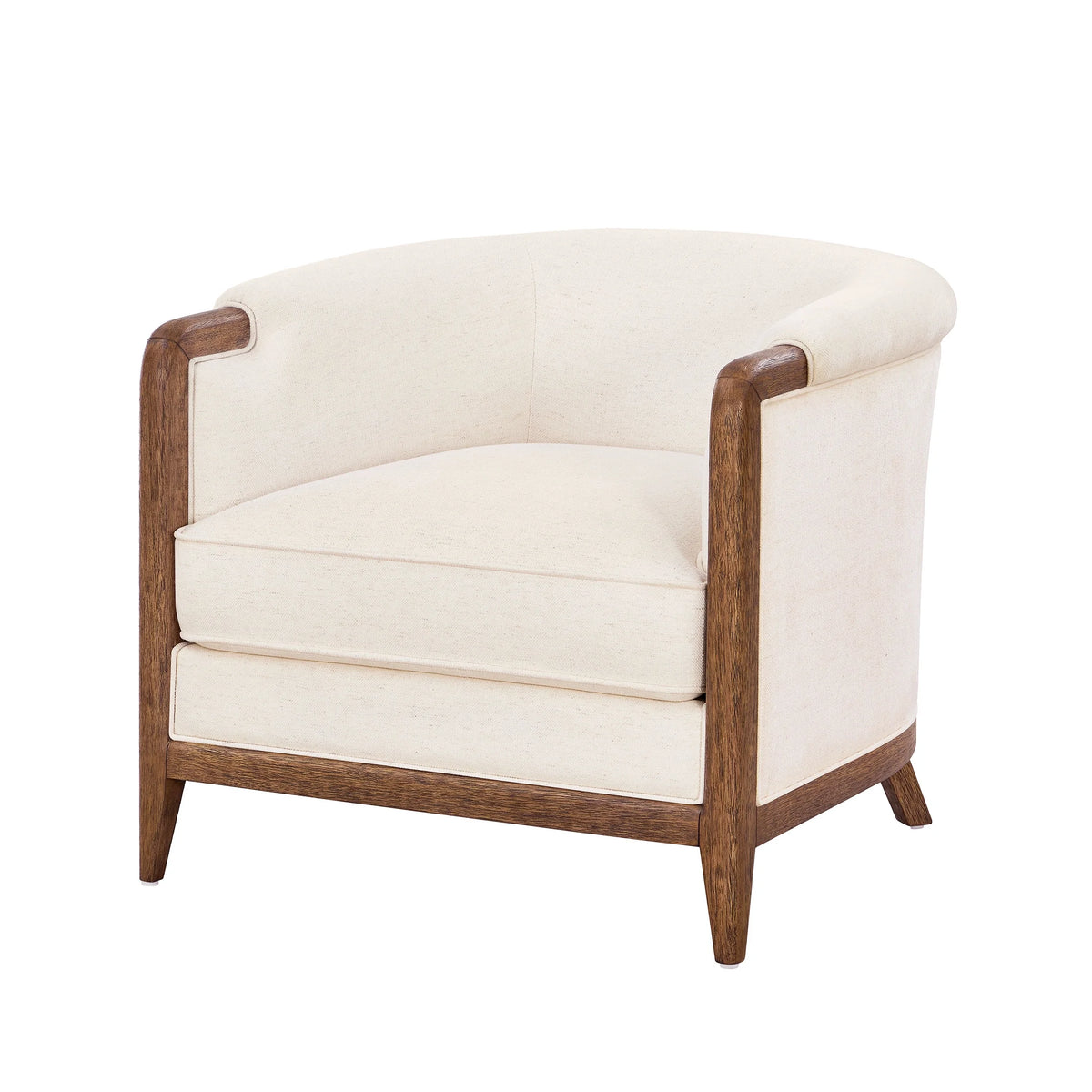 My Texas House Campbell Wood Accent Chair, Cream Fabric