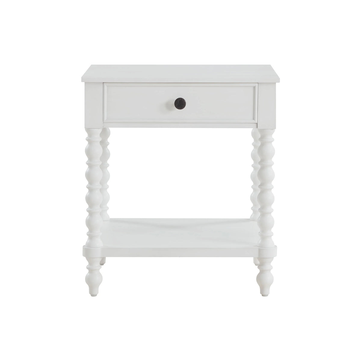 Pioneer Woman Harper Spindle Nightstand with USB Charging Ports, Adults and Teens, White Finish