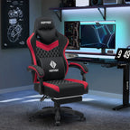 Hoffree Gaming Chair with Massage Fabric Office Chair with footrest for Adults, Ergonomic Gamer Chair with Headrest and Lumbar Support for Office Gaming, 440 LBS